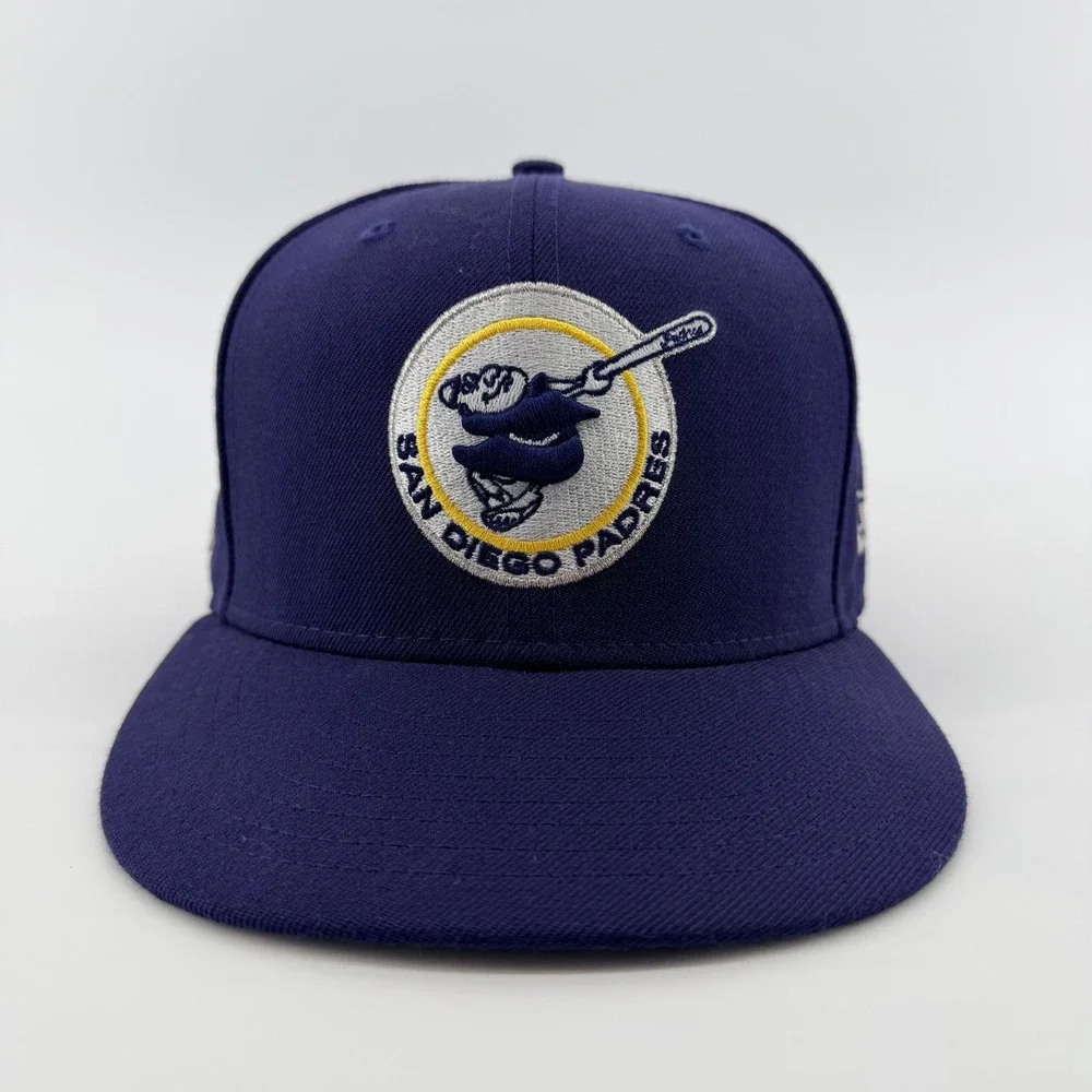 New Era 59FIFTY San Diego Padres Swinging Friar Fitted Hat 7 1/4 Navy Blue Wool